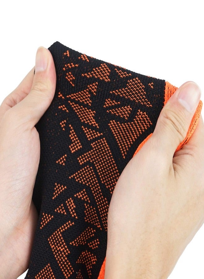 Luwint Knee-High Non Slip Compression Sports Socks, 1 Pair (Orange/Black) - Image 3