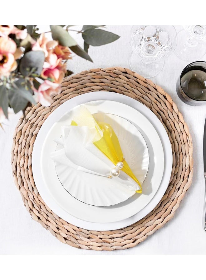 12 قطعة من حلقات المناديل الذهبية اللؤلؤية، تثبت المناديل بشكل أنيق وتؤمنها في مكانها للتجمعات العائلية، وعشاء العمل، وعشاء الحفلات، وحفلات الزفاف - Image 4