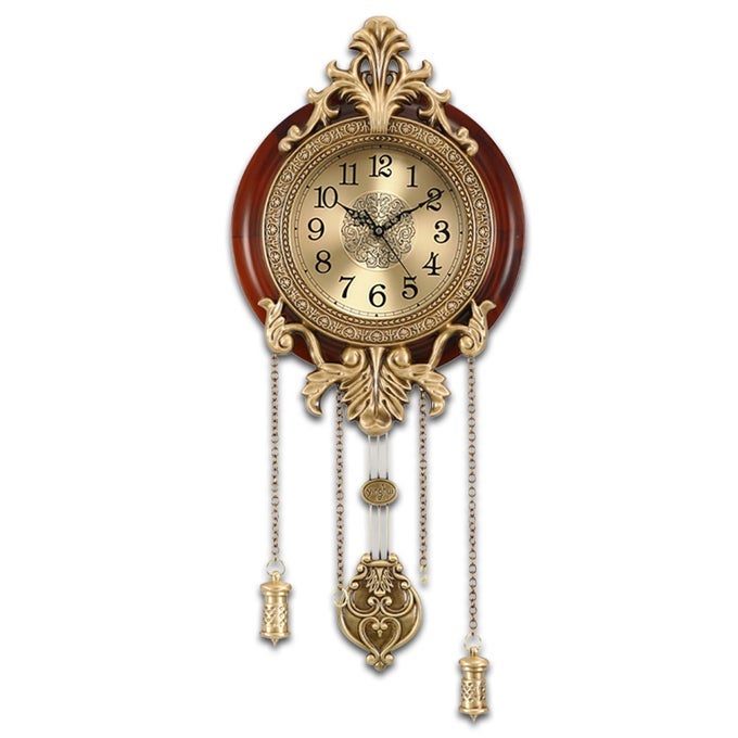BROWN VINTAGE PENDULUM WALL CLOCK SOLID WOOD HANGING CLOCK SILENT NON TICKING QUARTZ MOVEMENT ANALOG WATCH FOR HOME OFFICE KITCHEN CLASSROOM W205BX14