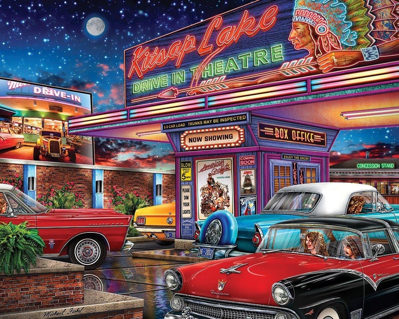 White Mountain 1000 Piece Vintage Jigsaw Puzzles for Adults and Families - Movie Night