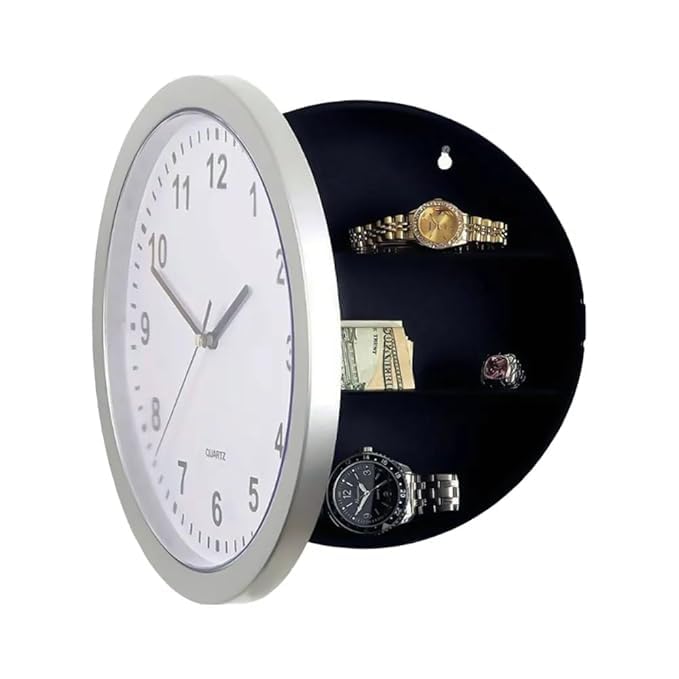 ONTRIP Wall Clock Hidden Safe Secret Wall Clock Safes Container Box for Money Stash Valuables Jewelry Cash Storage Safe Box Kitchen Storage Man Cave Secret Stash Box - Image 1