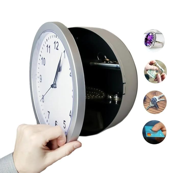 ONTRIP Wall Clock Hidden Safe Secret Wall Clock Safes Container Box for Money Stash Valuables Jewelry Cash Storage Safe Box Kitchen Storage Man Cave Secret Stash Box - Image 2