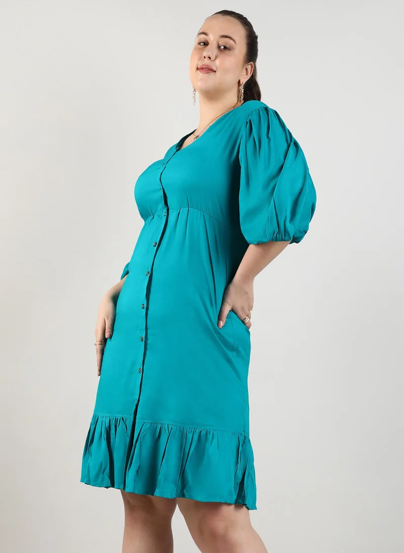 Instafab Plus Ruffle Cinched Dress
