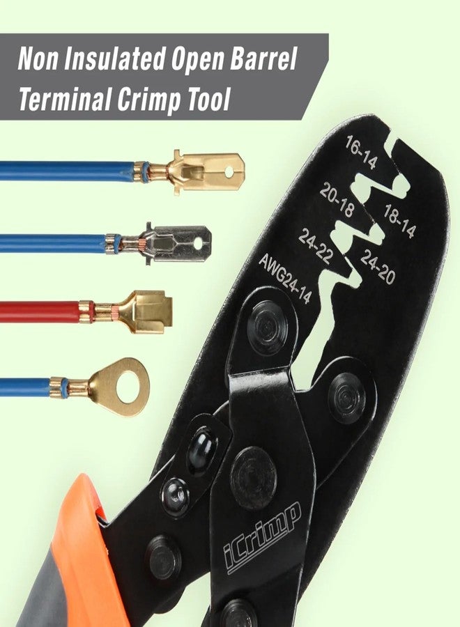 IWISS iCrimp Non Insulated Open Barrel Terminal Crimp Tool - Wire Crimper for Molex, Delphi, AMP/Tyco, Harley, PC/Computer, Automotive 24-14 AWG - Image 4