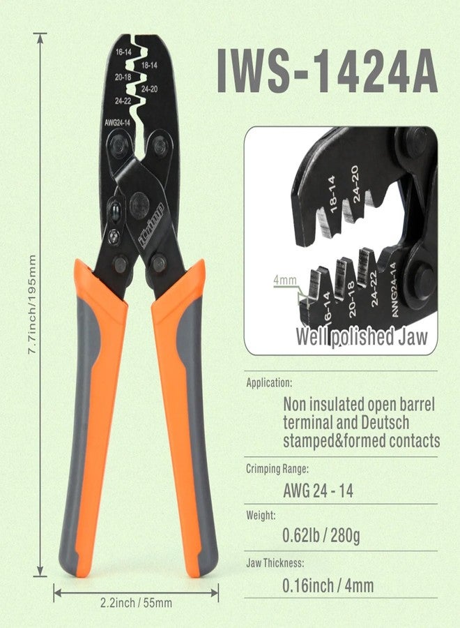 IWISS iCrimp Non Insulated Open Barrel Terminal Crimp Tool - Wire Crimper for Molex, Delphi, AMP/Tyco, Harley, PC/Computer, Automotive 24-14 AWG - Image 2