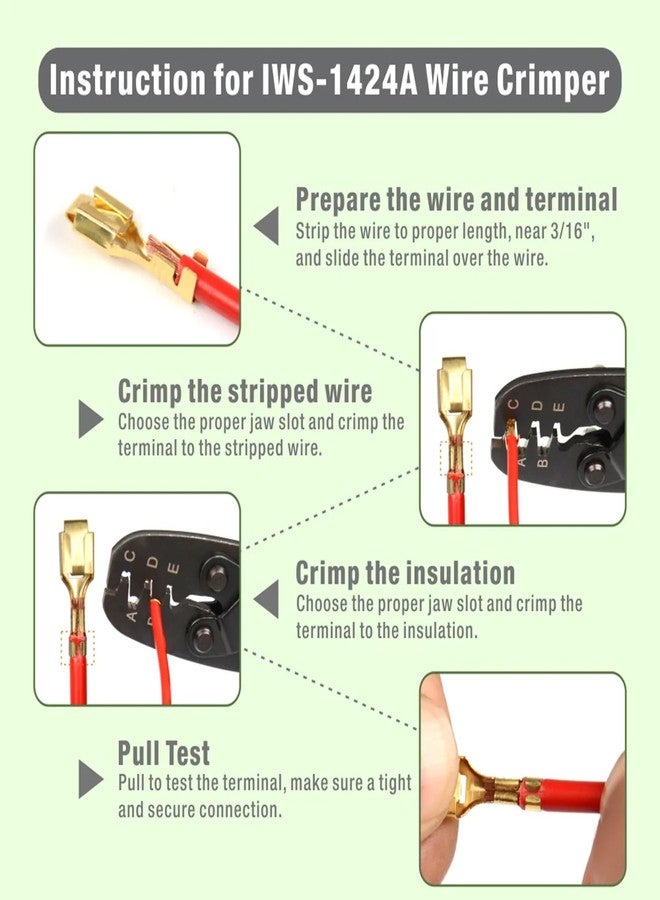 IWISS iCrimp Non Insulated Open Barrel Terminal Crimp Tool - Wire Crimper for Molex, Delphi, AMP/Tyco, Harley, PC/Computer, Automotive 24-14 AWG - Image 5