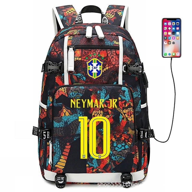 Football Star Backpack for Kids & Adults - Large Capacity Sports Backpack with USB Port, Waterproof Oxford Fabric, Breathable & Durable, Ideal for Soccer, Basketball, Gym, Travel