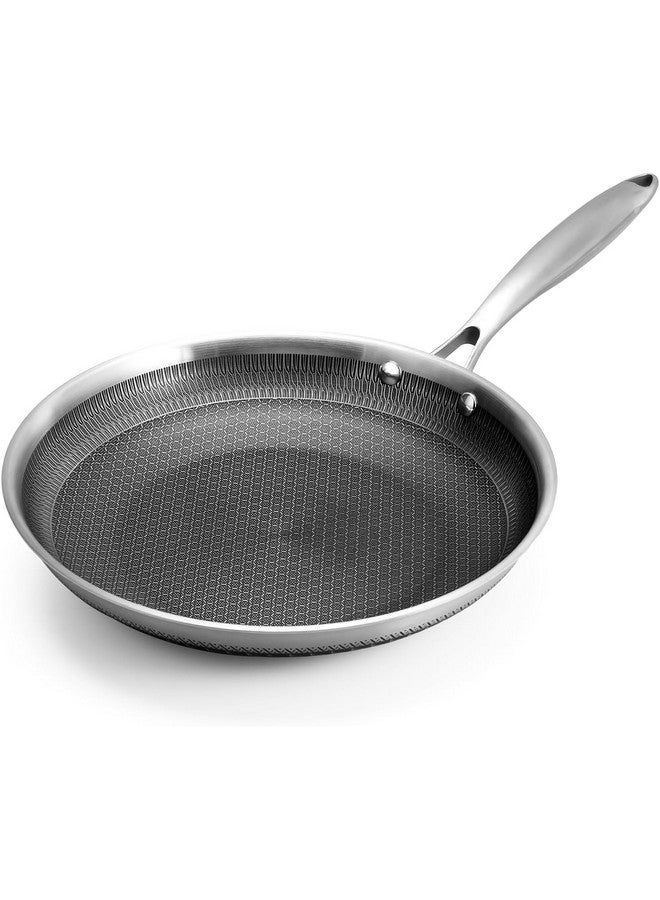 JUGTE Stainless Steel Honeycomb Frying Pan Non-Stick Pan with Stainless Steel Handle Stay Cool Non Toxic Dishwasher and Oven Safe Suitable for All Hob Types (Steel Frying Pan 24 Cm) - Image 1