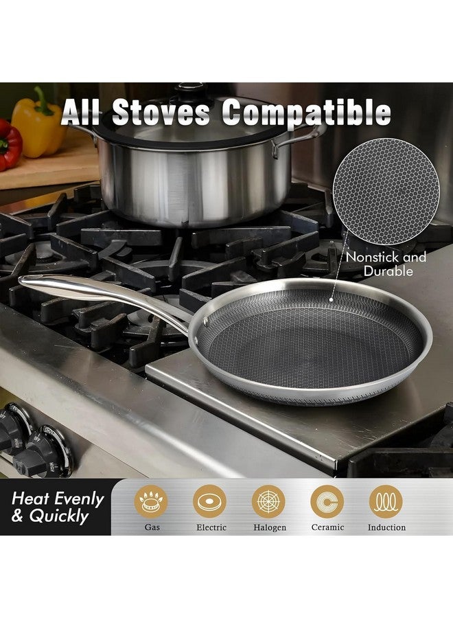 JUGTE Stainless Steel Honeycomb Frying Pan Non-Stick Pan with Stainless Steel Handle Stay Cool Non Toxic Dishwasher and Oven Safe Suitable for All Hob Types (Steel Frying Pan 24 Cm) - Image 3