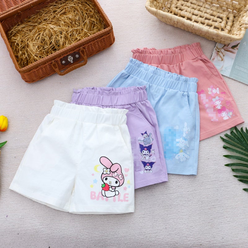 2026 Girls' Shorts Children'S Clothing Pants Three-Quarter Pants Cartoon Print Cute Summer One-Piece - Image 3