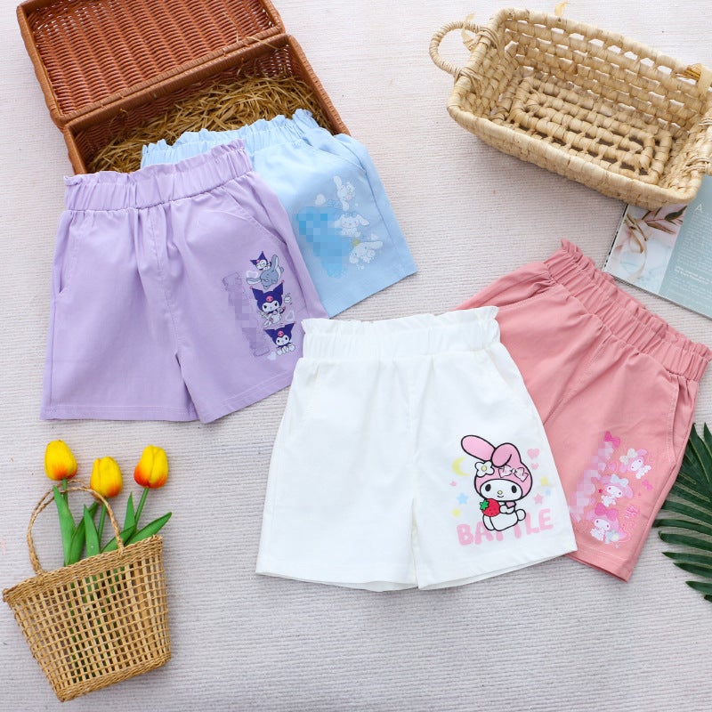 2026 Girls' Shorts Children'S Clothing Pants Three-Quarter Pants Cartoon Print Cute Summer One-Piece - Image 2