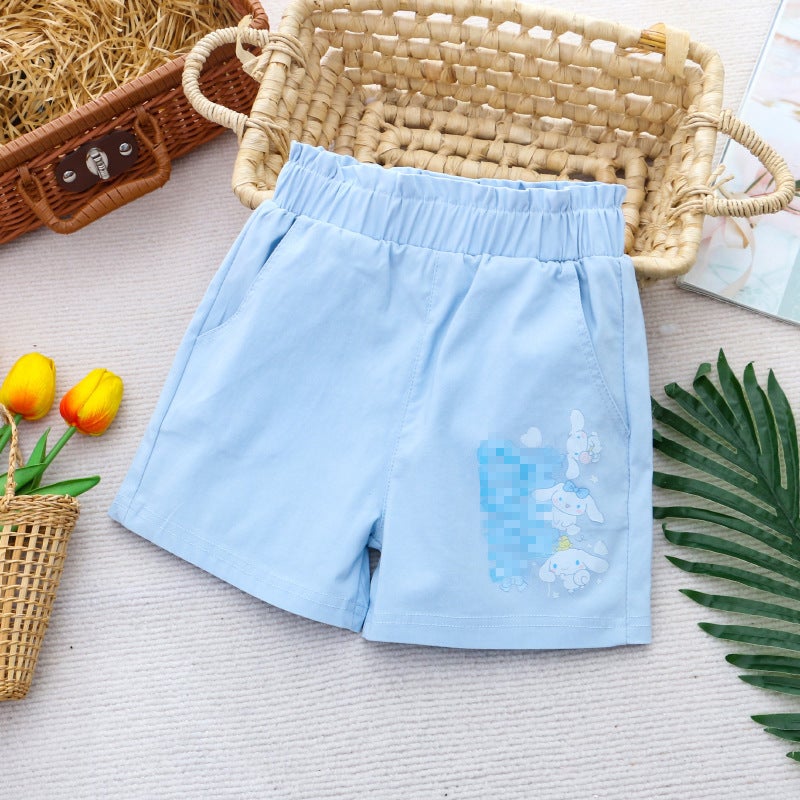 2026 Girls' Shorts Children'S Clothing Pants Three-Quarter Pants Cartoon Print Cute Summer One-Piece - Image 1
