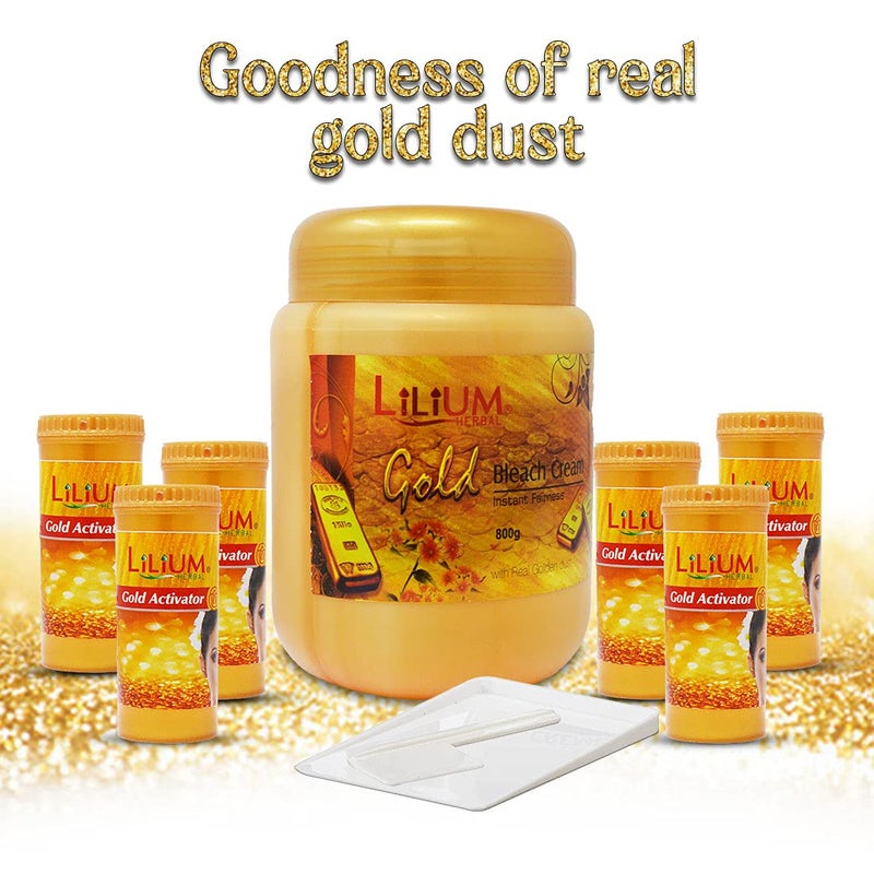 Lilium Herbal Instant Fairness Gold Bleach Cream 1Kg | Enriched with Real Golden dust & Aloe Vera Extract | For Youthful Glow - Image 3