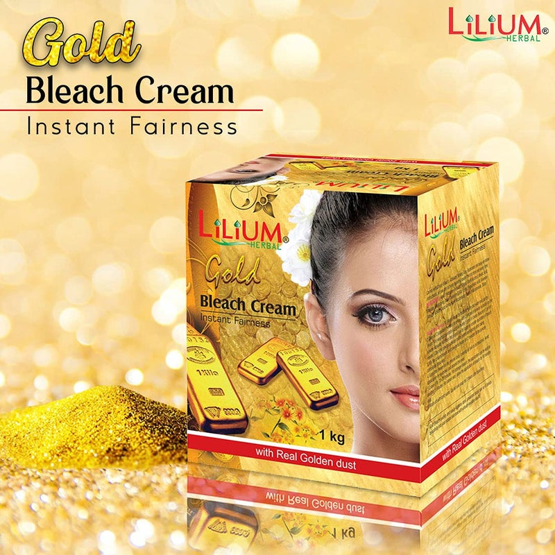 Lilium Herbal Instant Fairness Gold Bleach Cream 1Kg | Enriched with Real Golden dust & Aloe Vera Extract | For Youthful Glow - Image 2