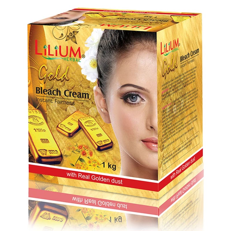 Lilium Herbal Instant Fairness Gold Bleach Cream 1Kg | Enriched with Real Golden dust & Aloe Vera Extract | For Youthful Glow - Image 1