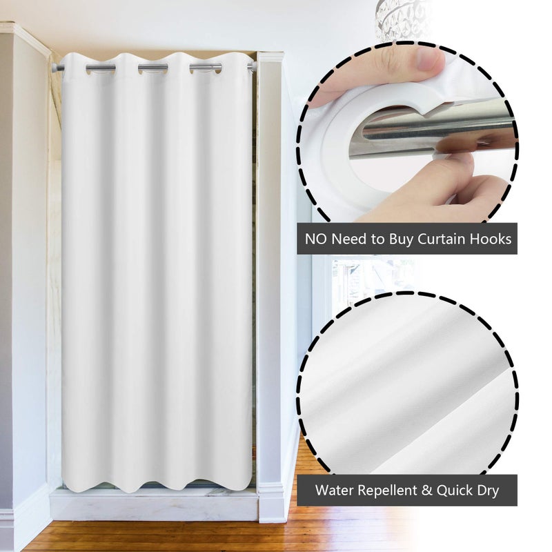 River Dream No Hook 60"" Width Shower Curtain Microfiber - Soft Fabric Shower Stall Curtain Hotel Grade  Waterproof & Machine Washable  White  60x74 - Image 2
