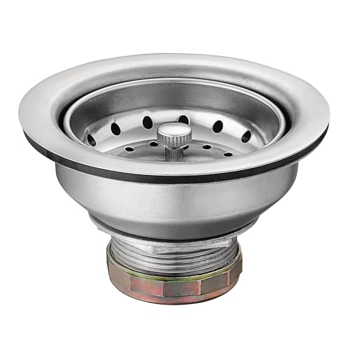 Moen Kitchen Sink Stainless Steel Basket Strainer with Drain Assembly, 3-1/2 Inch Sink Drain Stopper Plug, 22036 - Image 1