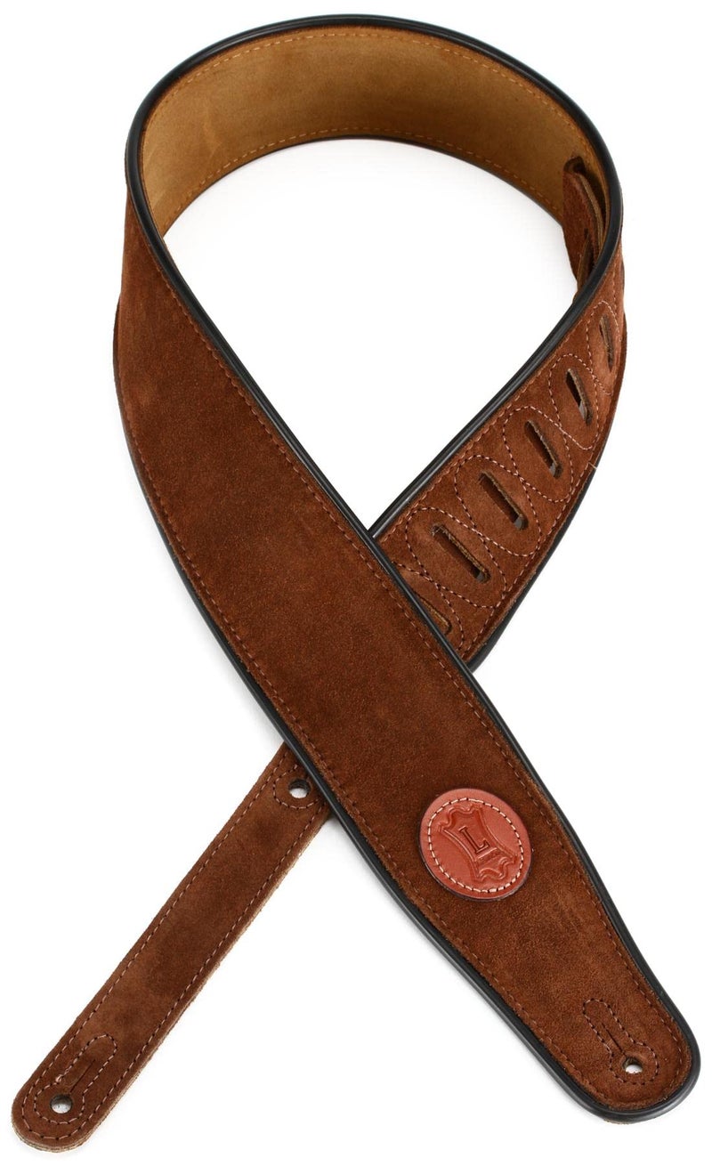 Levy's Leathers Signature Suede Series 2.5" Suede Leather Guitar Strap; Brown (MSS3-BRN) - Image 1
