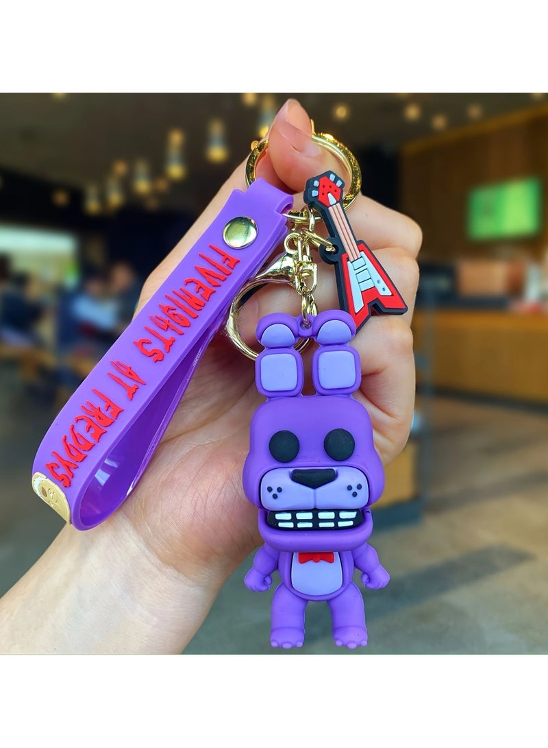 1PCS Unique Cool Punk Silicone Animal Cartoon Doll Pendant Keychain - Image 1