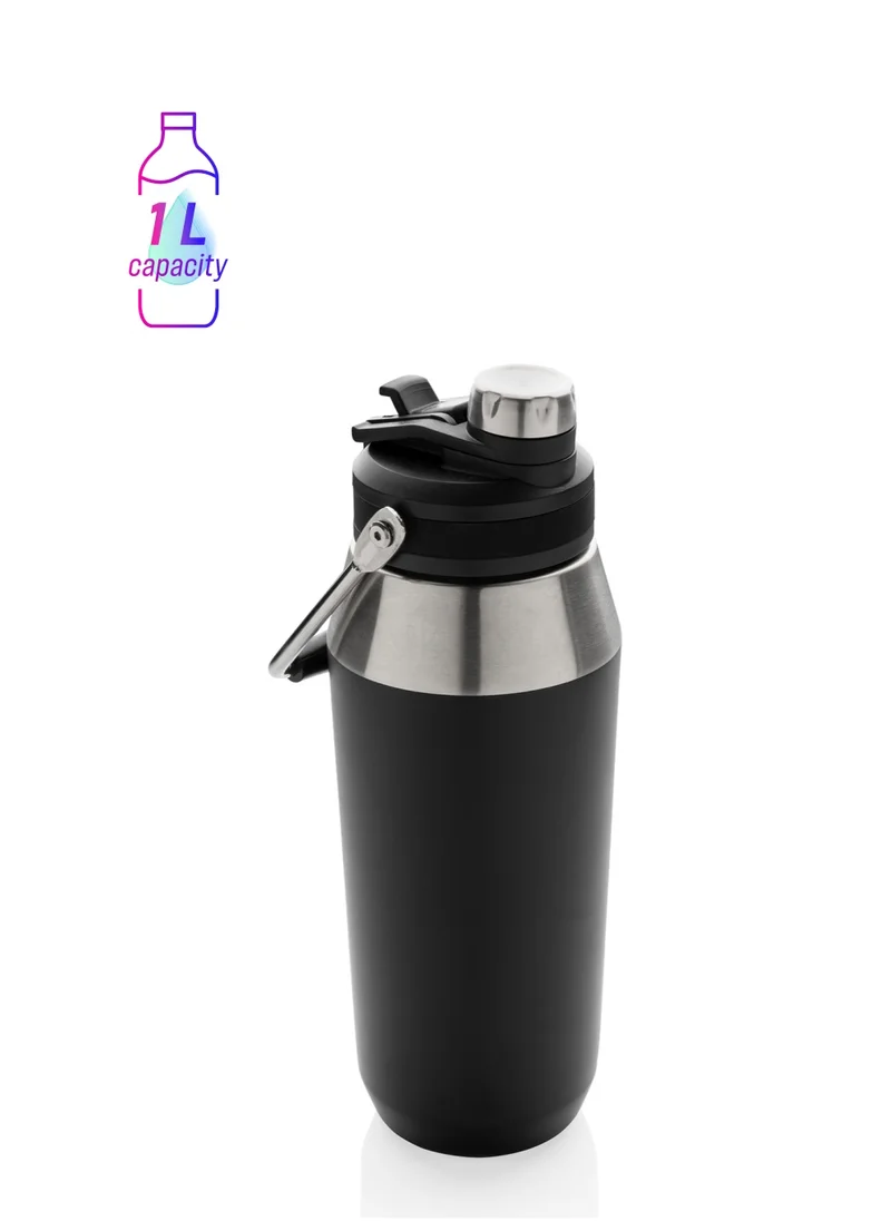 Hans Larsen USLAR - Hans Larsen Vacuum Bottle with Solid Handle and Dual Lid - 1L - Black