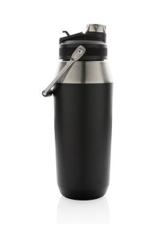 Hans Larsen USLAR - Hans Larsen Vacuum Bottle with Solid Handle and Dual Lid - 1L - Black  - Image 3