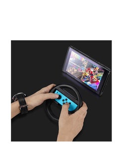 SYOSI Gamepad steering wheel, Gaming Racing Wheel, Steering Wheel Handheld Grip Holder Controller Handle, Steering Wheel Controller For Nintendo Switch Joycon Raci ng Game, Black & Black (2 pcs)  - Image 2