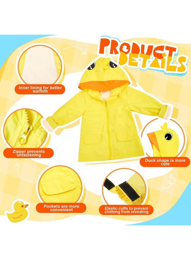 Twistover 2 Pcs Toddler Raincoat Rain Boots Set Kids Girls Duck Cartoon Zipper Jacket Short Rain Shoes for Baby Boys(Yellow Duck, 2 T) - Image 5