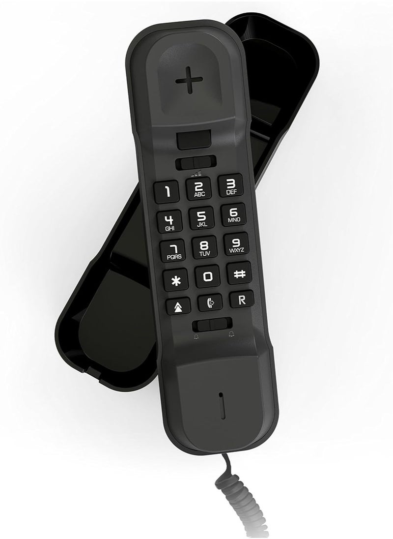 ألكاتل تليفون أرضي سلكي Alcatel T16 – تصميم فائق النحافة – عرض هوية المتصل – دفتر هاتف لـ10 أرقام – تحكم في مستوى الصوت – لون أسود  - Image 2