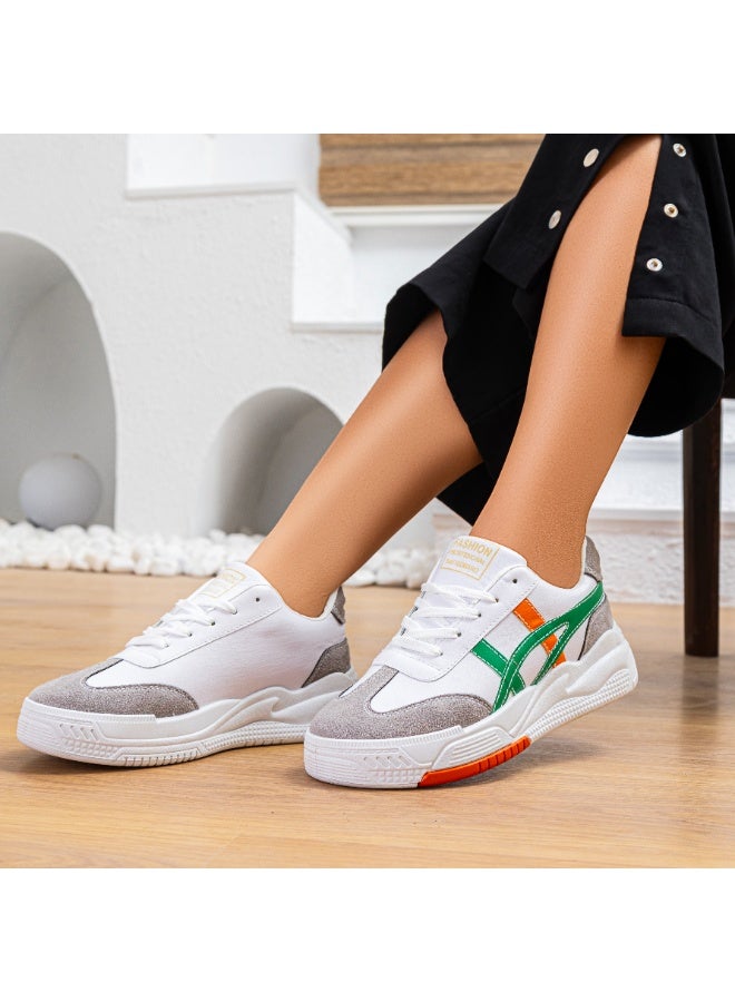 سنيكر نسائي جلد &شمواه عالي الجوده NR-178-الوان متعدده&اورنج