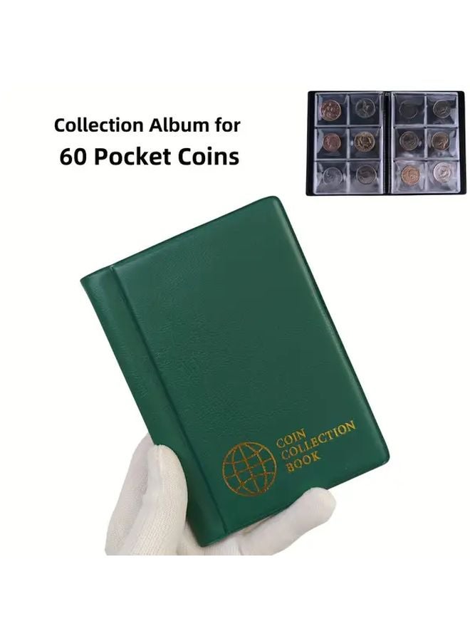 Green 60 Pocket Commemorative Stamp And Medal Collection Album With Fixed Pages - Image 1