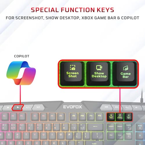 EvoFox Deathray v2 3 in 1 Gaming Keyboard & Mouse Combo with Puppet Master Deskpad | 6 Zone RGB Backlighting, 19 Anti Ghosting Keys, Membrane Keys, Ergonomic, Full-Size | 6 Buttons, 7 Color LED Lighting, Upto 3600DP | Extended Deskpad (Wired) - Image 4