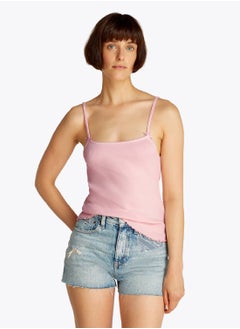 TOMMY JEANS Women's Slim Tank Top - Cotton, Pink  - Image 1