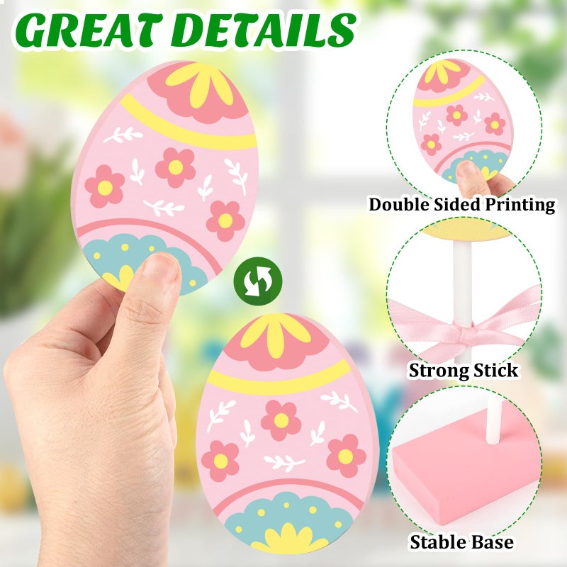 Hedeey 3-Piece Easter Tiered Tray Decor Set, Wooden Eggs Signs, Colorful Easter Decor for Home & Party (ET010701) - Image 4