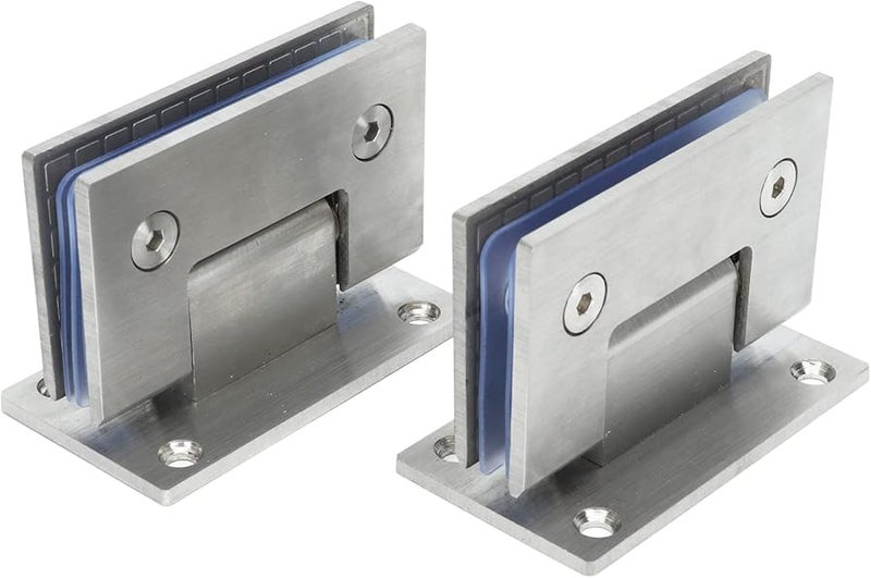 Heavy Duty Stainless Steel 90 Degree Glass Door Hinges Silver Frameless Bathroom Clamp 2Pcs - Image 2