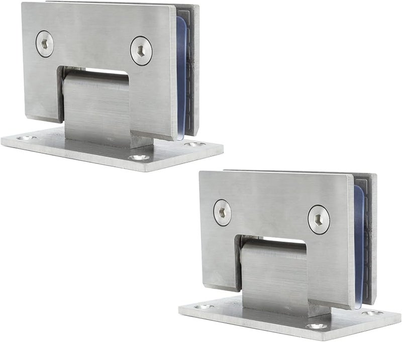 Heavy Duty Stainless Steel 90 Degree Glass Door Hinges Silver Frameless Bathroom Clamp 2Pcs - Image 3