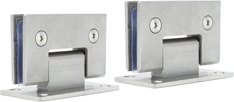 Heavy Duty Stainless Steel 90 Degree Glass Door Hinges Silver Frameless Bathroom Clamp 2Pcs - Image 1
