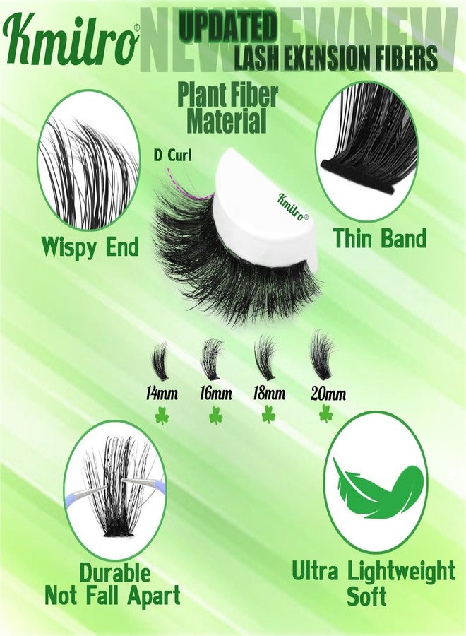 Kmilro Fluffy Lash Clusters 14-20mm Volume Cluster Eyelash Extensions D Curl Thick Eyelash Clusters 480pcs Waterproof Wispy Individual Lashes Soft False Eyelashes DIY Lash Extension (150D+180D+200D) - Image 5