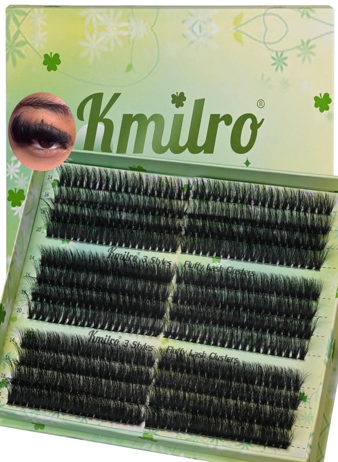 Kmilro Fluffy Lash Clusters 14-20mm Volume Cluster Eyelash Extensions D Curl Thick Eyelash Clusters 480pcs Waterproof Wispy Individual Lashes Soft False Eyelashes DIY Lash Extension (150D+180D+200D) - Image 1
