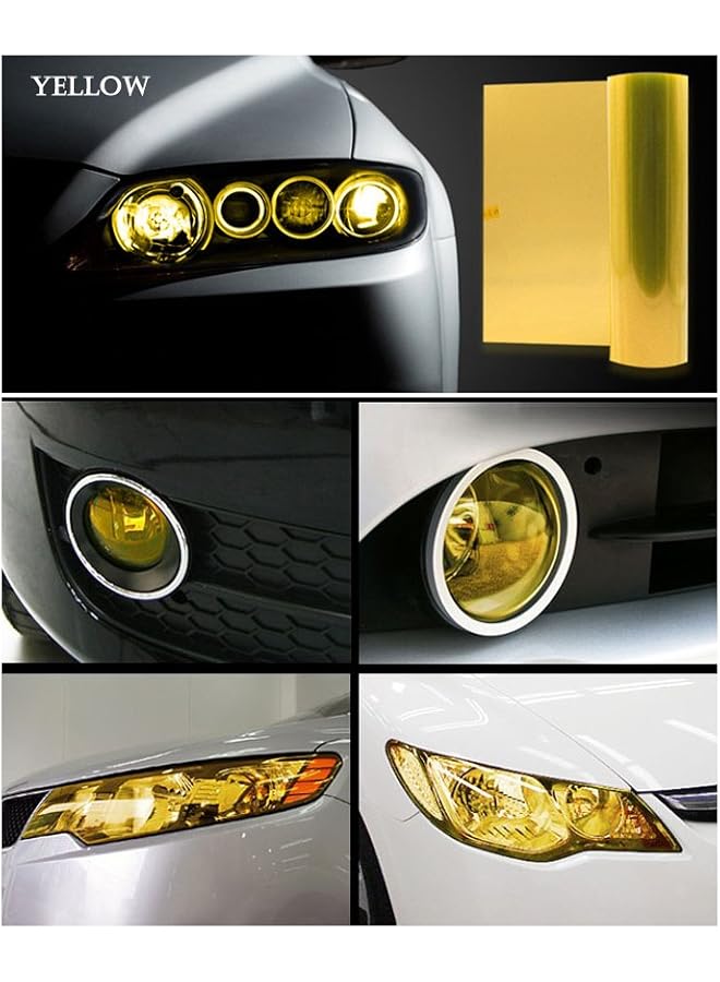 Generic Car Light Tint Film Headlight Fog Light Taillight Yellow Tinted Vinyl Tail Back Color Sticker Self Adhesive Shiny Chameleon Accessories Parts 48 Inch X12 Inch 1Pc  - Image 3