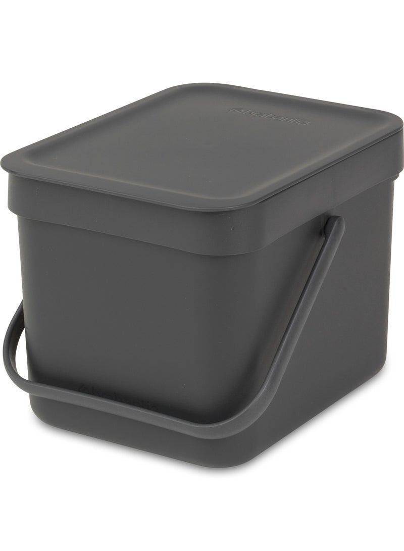 brabantia BRABANTIA Sort & Go Waste Bin, 6 litre - Grey  - Image 1