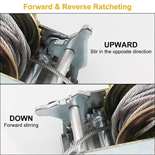 Aconnet Crank Winch Boat Trailer Winch 800lbs Capacity Heavy Duty Hand Winches Crank Cable Gear Winches with 26FT Wire Rope and Hook for Trailer, Boat, ATV or Deer Feeder - Image 4