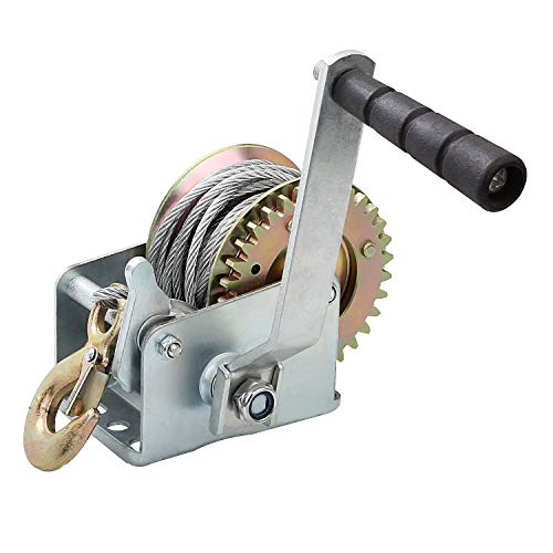 Aconnet Crank Winch Boat Trailer Winch 800lbs Capacity Heavy Duty Hand Winches Crank Cable Gear Winches with 26FT Wire Rope and Hook for Trailer, Boat, ATV or Deer Feeder - Image 1