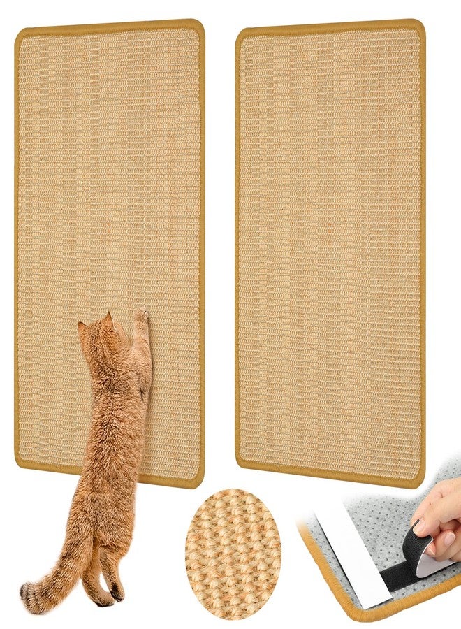 Graciadeco Carpet Cat Scratching Mat Sisal, 2 Packs Sisal Fabric Large 23.6" x 15.7" Scratching Pad for Indoor Cats with Adhesive Hook Loop Tape, Cat Scratching Rug Wall Scratchers for Indoor - Image 1