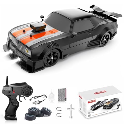 FEXXA RC Drift Car, 1:16 Scale Remote Control Car, 4WD 40KM/H High Speed RC Racing, 2.4GHz Electric Sport Driftings with Headlight, Drifting Tires and Racing Tires for Adults (B-Black) - Image 1