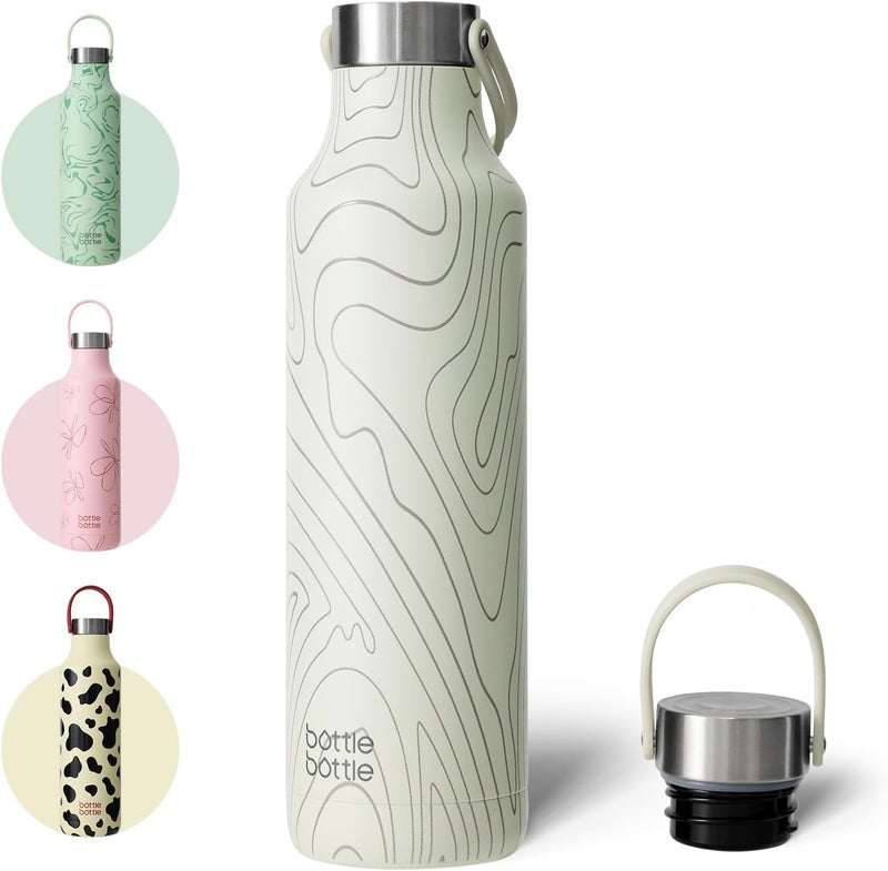 bottle bottle زجاجة معزولة 600 مل - زجاجة شرب من الفولاذ المقاوم للصدأ بنمط بقرة - Image 1
