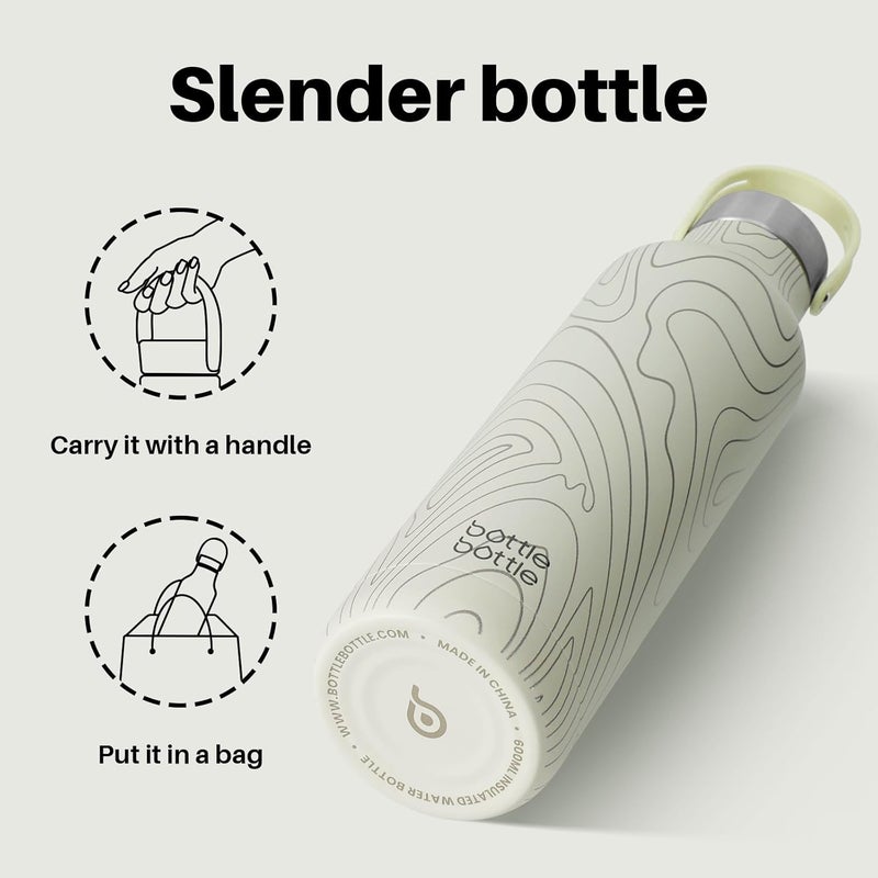 bottle bottle زجاجة معزولة 600 مل - زجاجة شرب من الفولاذ المقاوم للصدأ بنمط بقرة - Image 4