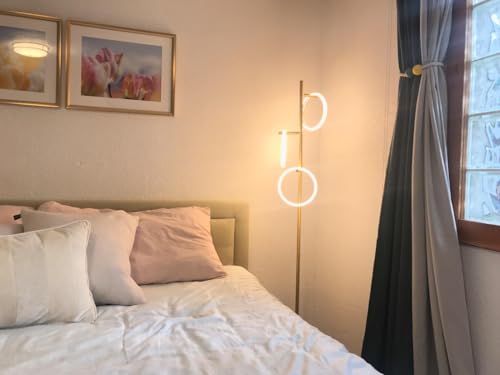Brightech Saturn Floor Lamp, Great Living Room Decor, Tall Contemporary Standing Tree Light for Offices, Living Rooms, with 3 LED Heads for Bedroom Reading - Gold/Brass - Image 3