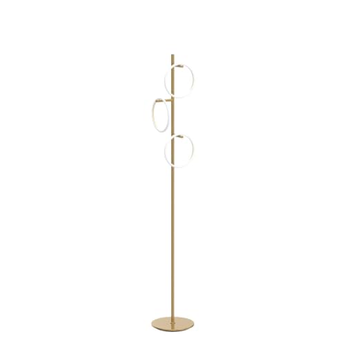 Brightech Saturn Floor Lamp, Great Living Room Decor, Tall Contemporary Standing Tree Light for Offices, Living Rooms, with 3 LED Heads for Bedroom Reading - Gold/Brass - Image 4