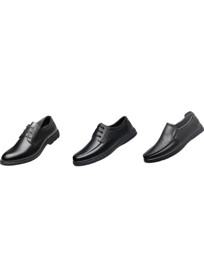 Egchi Men'S Leather Shoes, Business Casual Formal Wear, British Style, Durable And Comfortable Commuter Shoes For Men, Cpz0917, Black, Size 40 - Image 1