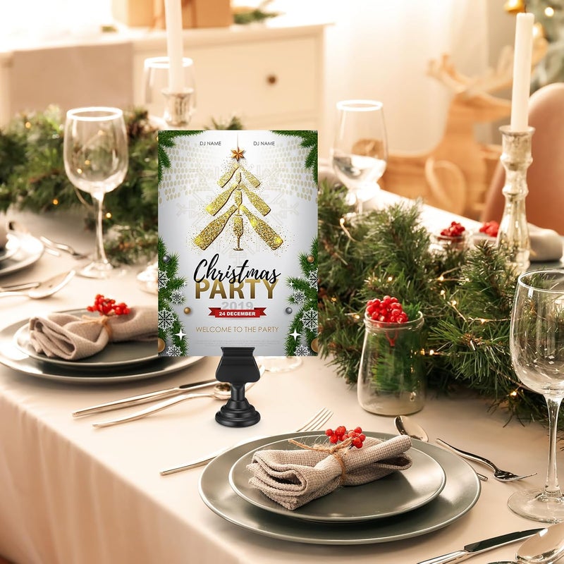Kathfly 24 Pcs Metal Table Number Holders 1.7 inch Mini Place Card Holders Bulk Harp-clip Table Sign Stands Card Holder Display Picture Memo Notes Menu for Weddings Restaurants Birthday Decor (Black) - Image 5